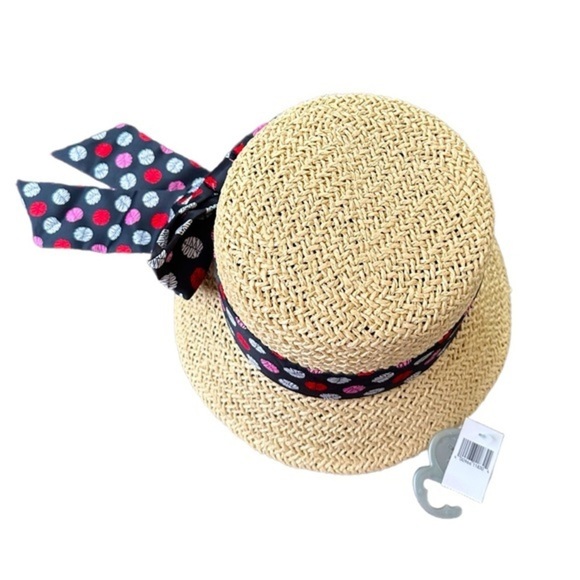 Women’s Authentic Disney Minnie Mouse Straw Hat with Polka Dot Ribbon - NWT - Picture 1 of 8